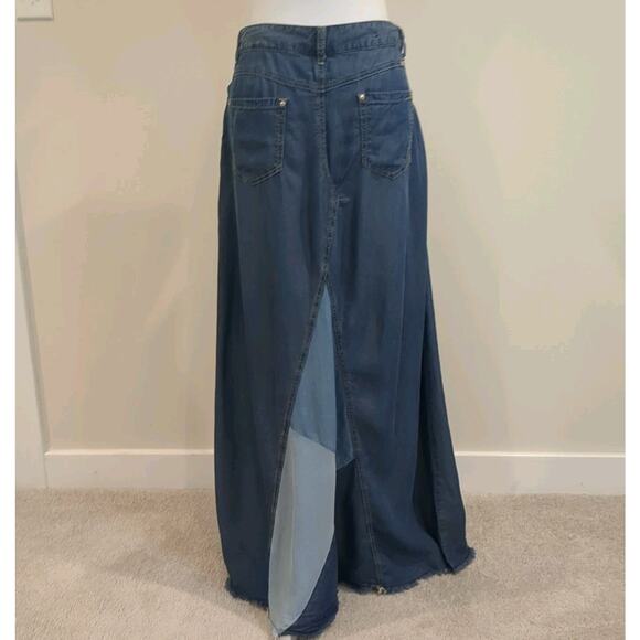 Inc International Concepts Sz 8 Whimsigoth Chambray Denim Patchwork Maxi Skirt - Picture 5 of 15